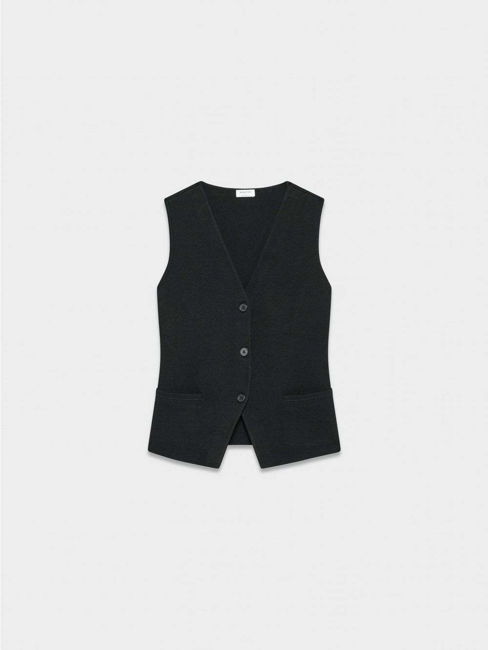 Babaton Sweater Vest Black V Neck Button Front Pockets Aritzia
